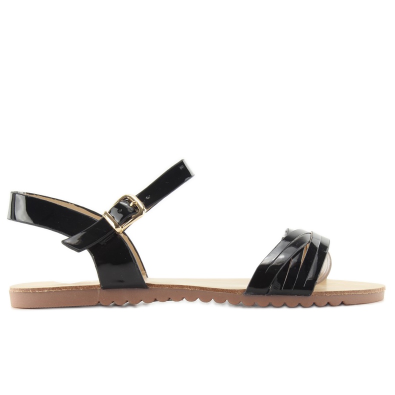 Sandali Con Strisce Lucide H8-72 nero