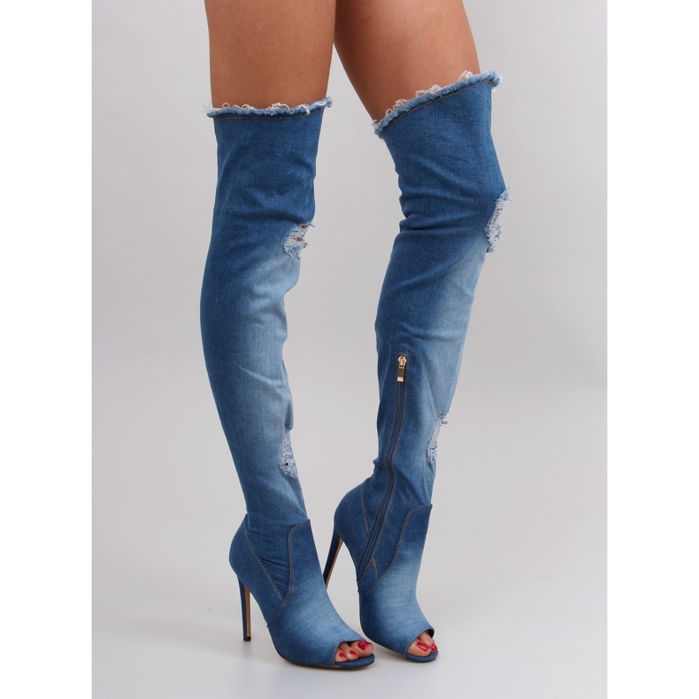 Jeans in denim a coscia blu