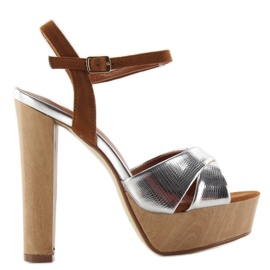 Block Heels M3006 Sandali argento grigio