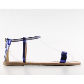 Sandali con pietre alla caviglia s060021 Royal Blue blu navy