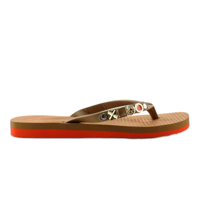 Infradito con cintura decorata B762 L. Marrone