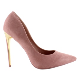 Tacchi alti in camoscio Golden Heel Le08 Rosa