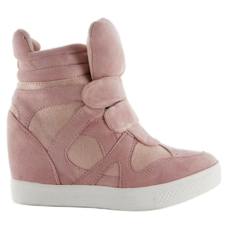 Sneakers in suede rosa con chiusura in velcro