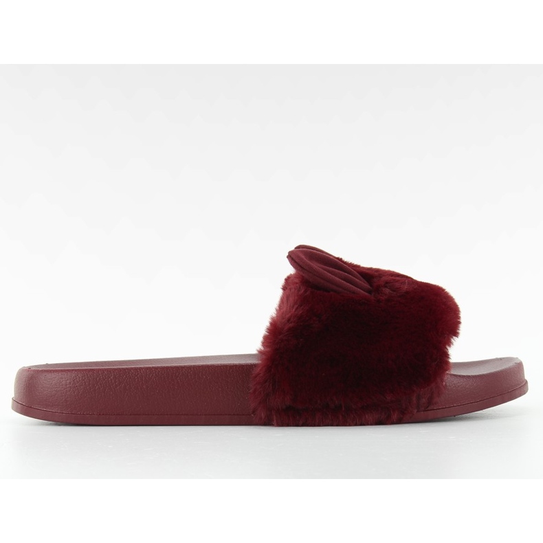Pantofole in pelliccia con orecchie dd67p Vino rosso