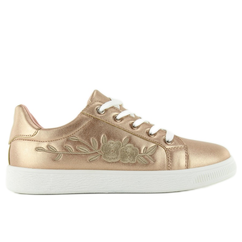 Sneakers in rame con ricamo 6732-y Rose Gold giallo