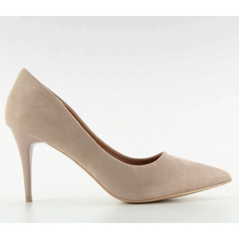 Tacchi a spillo su un comodo tacco LL-88p Beige