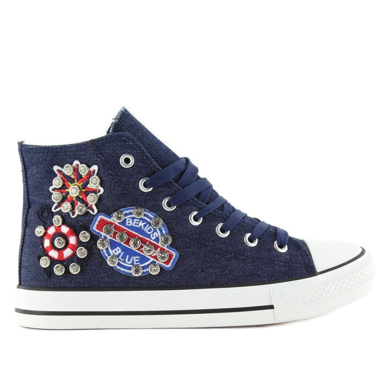 Sneakers alta con pietre BL101P Navy blu navy