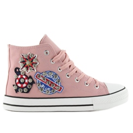 Sneakers alla caviglia con pietre BL101P Rosa