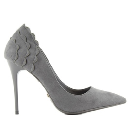 Tacco alto in camoscio con volant LE031 Grey grigio