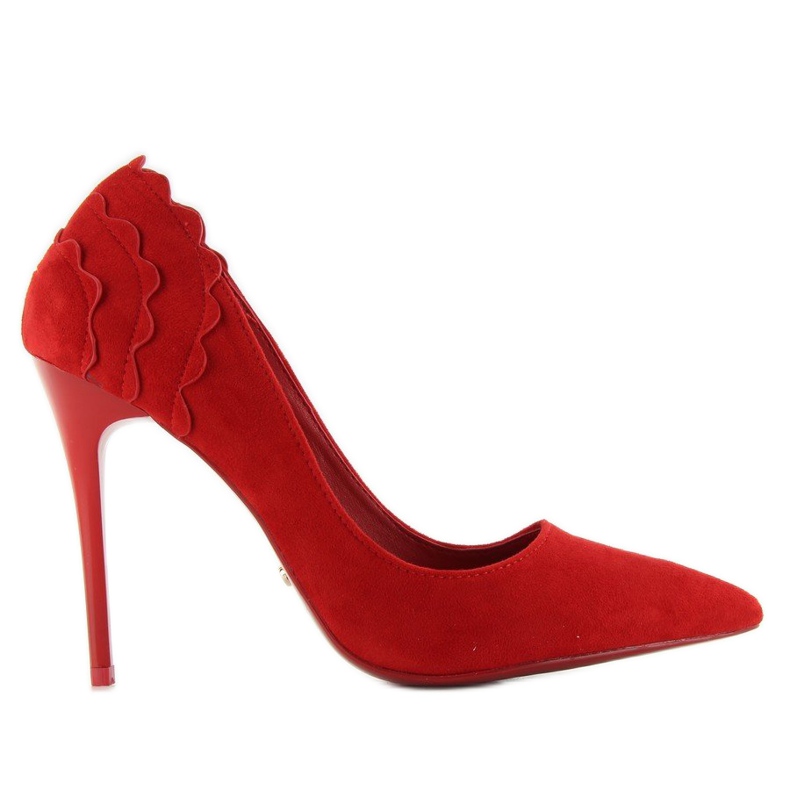Décolleté in camoscio con volant LE031 Red rosso