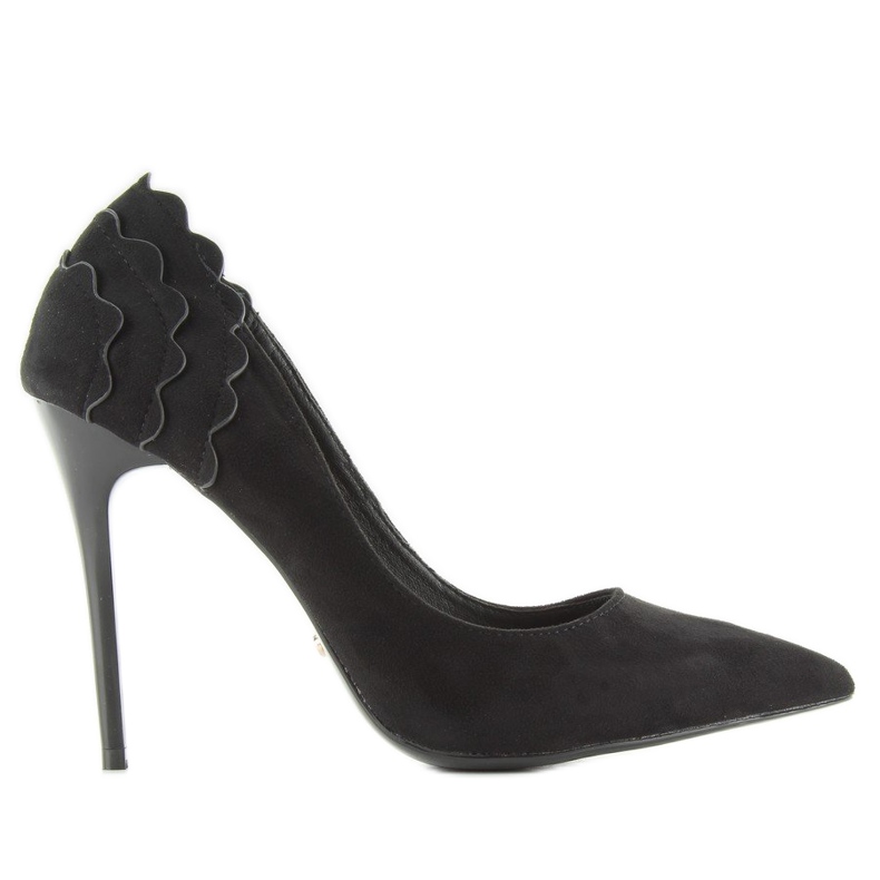 Tacco alto in camoscio con volant LE031 Black nero