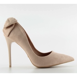 Tacco scamosciato con fiocco LE035 Beige