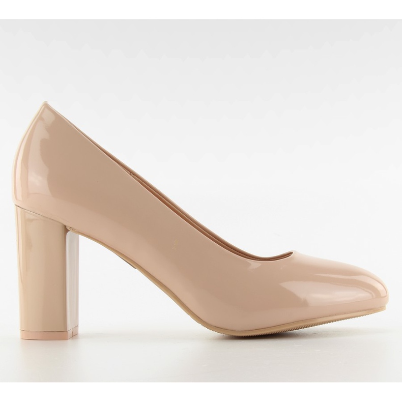 Décolleté laccate tacco largo m263p Beige multicolore rosa