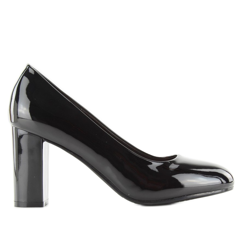 Décolleté laccate tacco largo m263p Nero