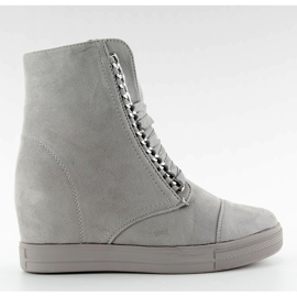 Sneaker allacciata in raso grigio NC92