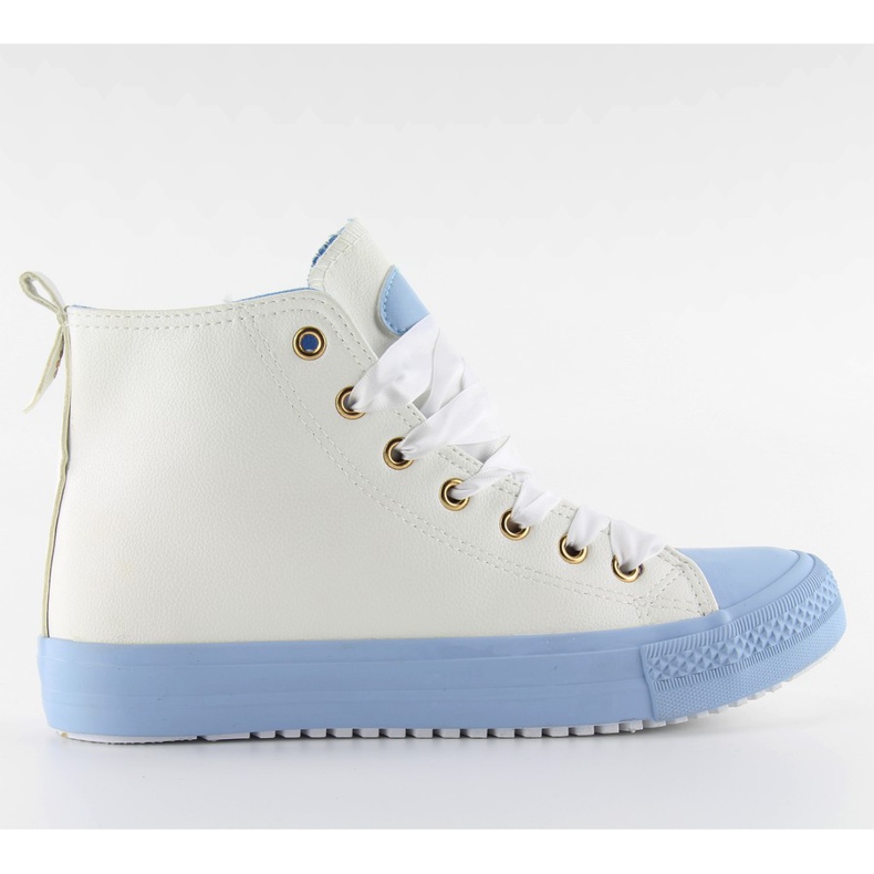 Sneakers alla caviglia con doppi lacci bianca blu