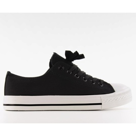 Sneakers in tela con fiocco K-151 Nero