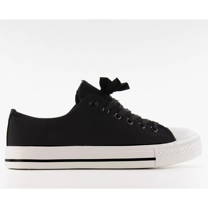 Sneakers in tela con fiocco K-151 Nero