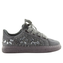 Sneakers in raso 16-535 Lacci grigi grigio