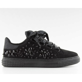 Sneakers in raso 16-535 Lacci neri nero