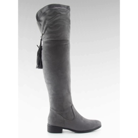 Stivali da moschettiere con frange grigie grigio