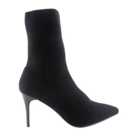 Stivali a calza sul tallone nero LL-103p