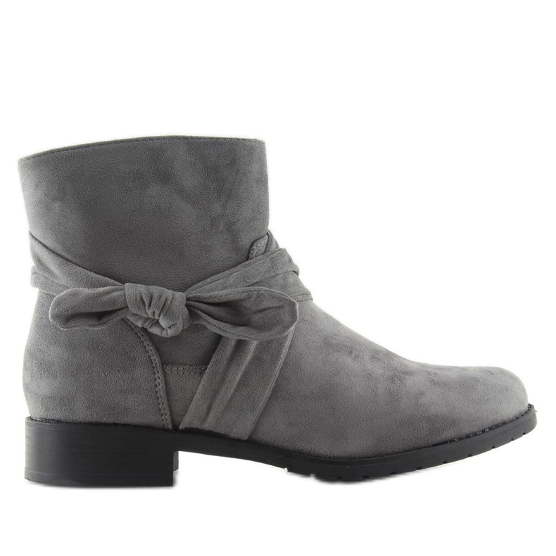 Stivali in camoscio con fiocco B7713 Grigio