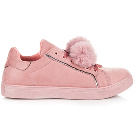 Groto Gogo Sneakers in camoscio con pompon rosa
