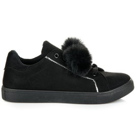 Groto Gogo Sneakers in camoscio con pompon nero