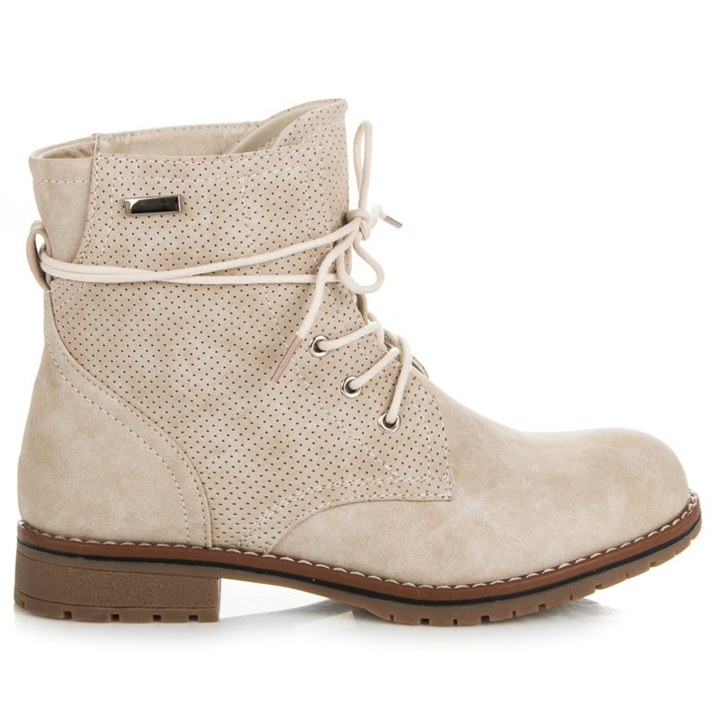 Juliet Stivaletti beige con tacco piatto