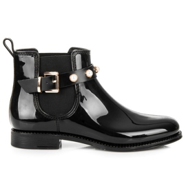 Ideal Shoes Stivali da pioggia con perle nero