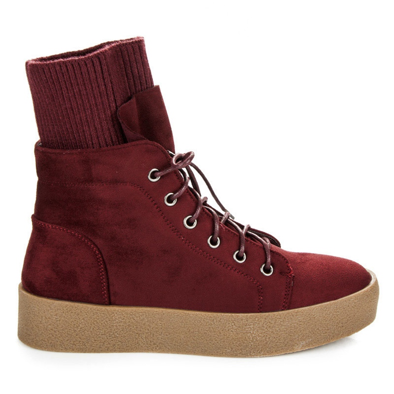 Ideal Shoes Stivali Creepers marrone chiaro rosso