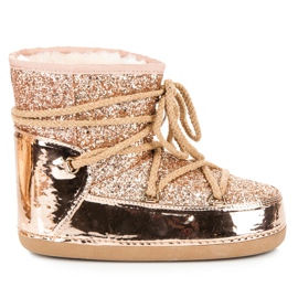 Ideal Shoes Stivali da neve legati con glitter rosa