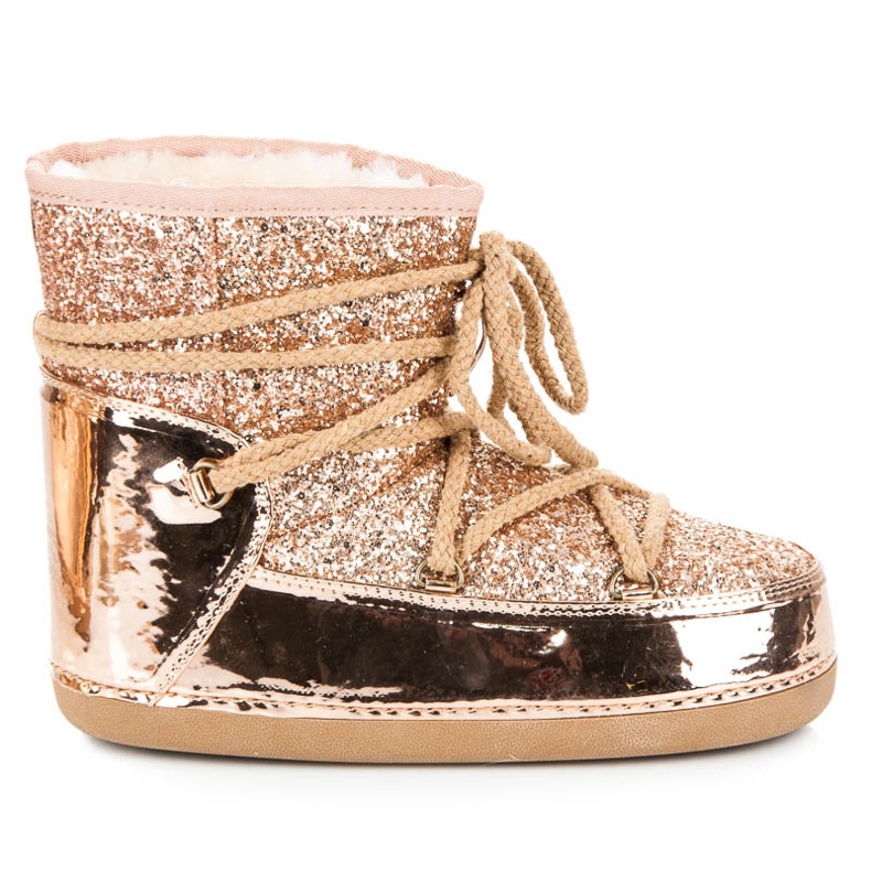 Ideal Shoes Stivali da neve legati con glitter rosa