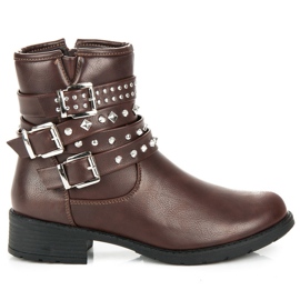 Ptpt Stivali rock con strass marrone