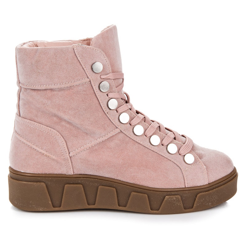 Betler Stivali stringati sulla piattaforma rosa