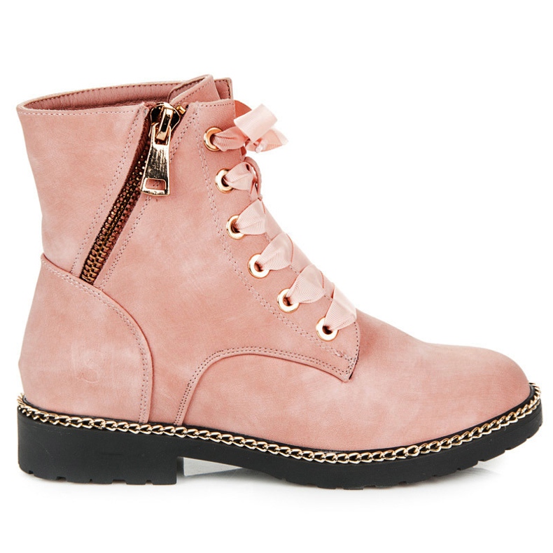 Vices New Collection Stivaletti in camoscio con nastro rosa