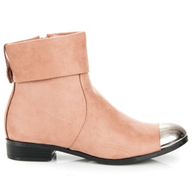 Ideal Shoes Stivaletti in camoscio con cerniera rosa