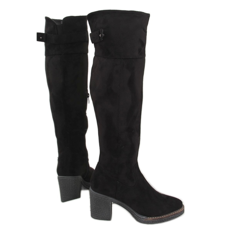 Stivali da donna in camoscio nero rb05p nero