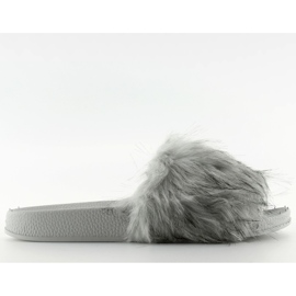 Ciabatte grigie con pelliccia zy383-007-1 grigio