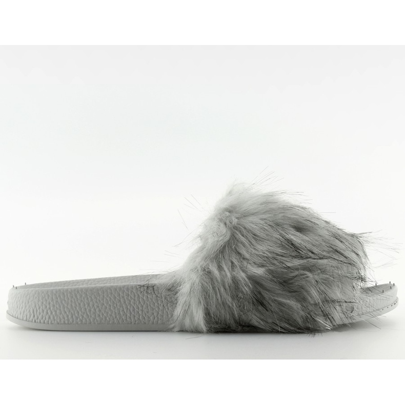 Ciabatte grigie con pelliccia zy383-007-1 grigio
