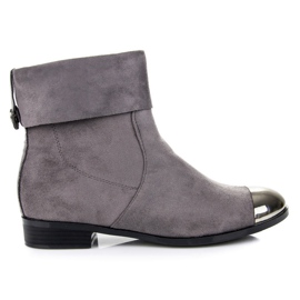 Ideal Shoes Stivaletti in camoscio con cerniera grigio