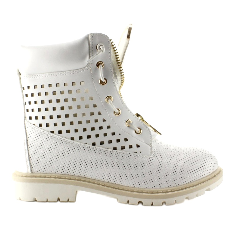 Balsamo traforato, zip oro, bianco R103 Bianco bianca