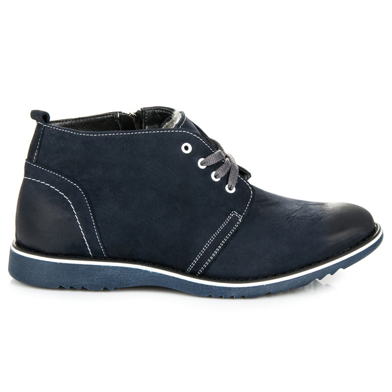 Lucca Stivali di pelle con montone blu