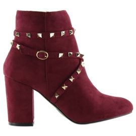 Stivali Su Tacchi Alti Con Borchie Bordeaux F-3627 rosso multicolore
