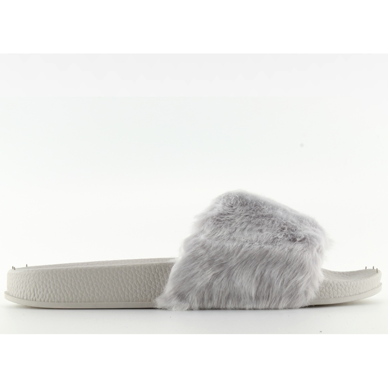 Ciabatte grigie con pelliccia zy383-007-3 grigio