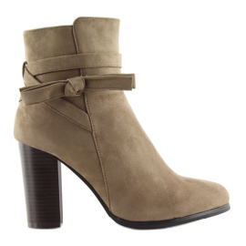 Stivali con tacco alto con fiocco beige h197 kaki