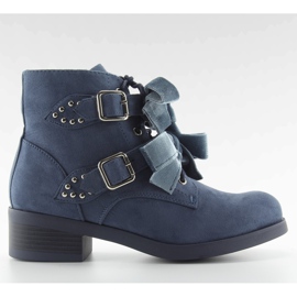 Stivaletti stringati con fiocchi blu navy