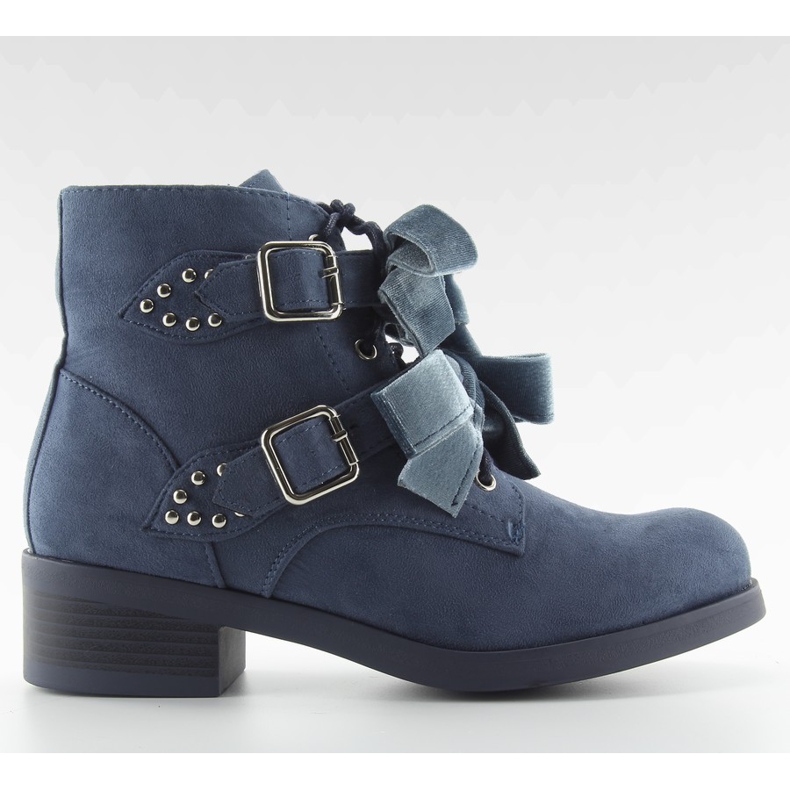 Stivaletti stringati con fiocchi blu navy