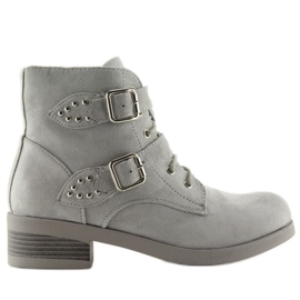 Stivali Stringati Con Fiocchi Grigio C-7101